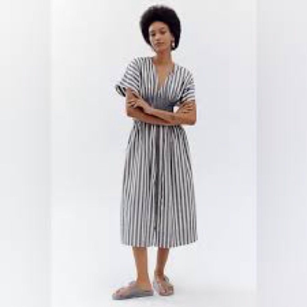 Anthropologie V-Neck Zip-Front Midi Dress